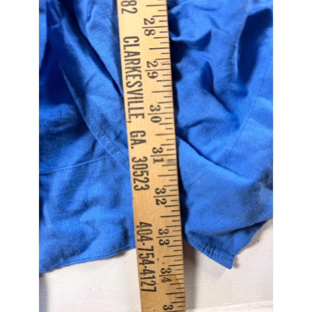 Farm Rio 2-Piece Skirt Set Women XS Blue Excellent Linen Blend Midi Side Slit